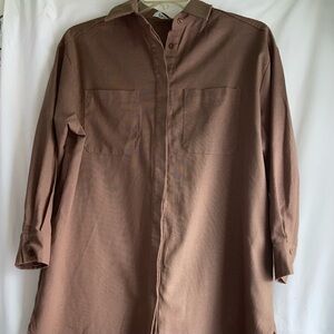 Urban Culture Brown Linen Blend Button-Up Shirt Street Wear